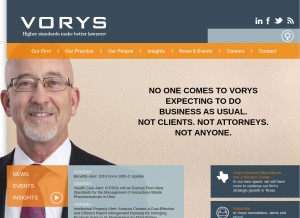 How vorys.com looks like on a tablet such as an iPad.
