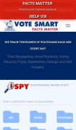 How votesmart.org looks like on a mobile device such as an iPhone.