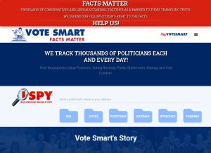 How votesmart.org looks like on a tablet such as an iPad.