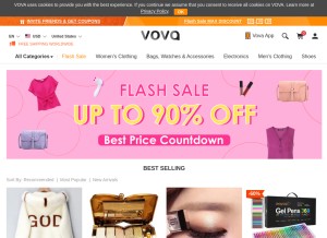 How vova.com looks like on a tablet such as an iPad.