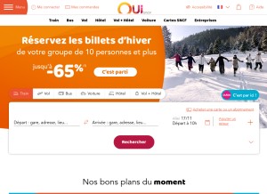 How voyages-sncf.com looks like on a tablet such as an iPad.