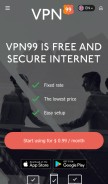 How vpn99.net looks like on a mobile device such as an iPhone.