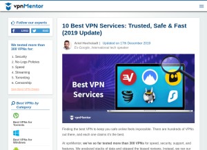 How vpnmentor.com looks like on a tablet such as an iPad.