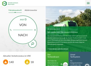 How vrr.de looks like on a tablet such as an iPad.
