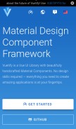 How vuetifyjs.com looks like on a mobile device such as an iPhone.