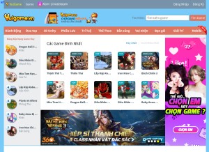 How vuigame.vn looks like on a tablet such as an iPad.