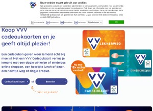 How vvvcadeaukaarten.nl looks like on a tablet such as an iPad.