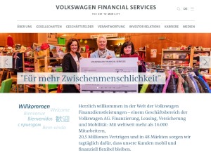 How vwfsag.de looks like on a tablet such as an iPad.