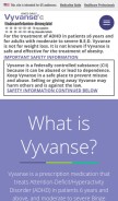 How vyvanse.com looks like on a mobile device such as an iPhone.