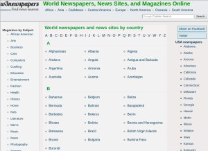 How w3newspapers.com looks like on a tablet such as an iPad.