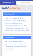 How w3resource.com looks like on a mobile device such as an iPhone.