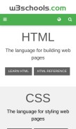 How w3schools.com looks like on a mobile device such as an iPhone.