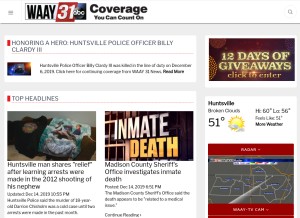 How waaytv.com looks like on a tablet such as an iPad.