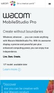 How wacom.com looks like on a mobile device such as an iPhone.