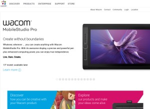 How wacom.com looks like on a tablet such as an iPad.