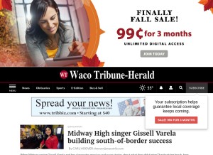 How wacotrib.com looks like on a tablet such as an iPad.