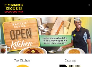 How wafflehouse.com looks like on a tablet such as an iPad.