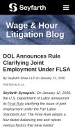 How wagehourlitigation.com looks like on a mobile device such as an iPhone.