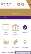 How waldorf.edu looks like on a mobile device such as an iPhone.