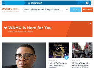 How wamu.org looks like on a tablet such as an iPad.