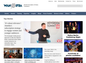 How wan-ifra.org looks like on a tablet such as an iPad.