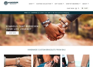 How wandererbracelets.com looks like on a tablet such as an iPad.