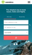 How wanderu.com looks like on a mobile device such as an iPhone.