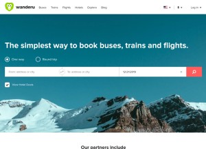 How wanderu.com looks like on a tablet such as an iPad.