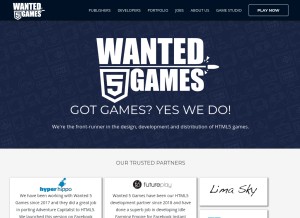 How wanted5games.com looks like on a tablet such as an iPad.