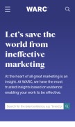 How warc.com looks like on a mobile device such as an iPhone.