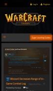 How warcrafttavern.com looks like on a mobile device such as an iPhone.
