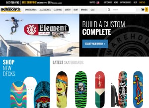 How warehouseskateboards.com looks like on a tablet such as an iPad.