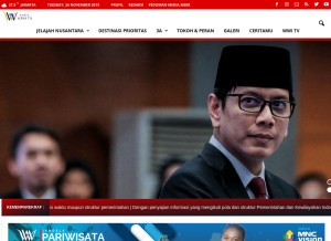 How wartawisata.id looks like on a tablet such as an iPad.