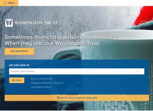 How washtrust.com looks like on a tablet such as an iPad.