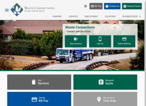 How wasteconnections.com looks like on a tablet such as an iPad.