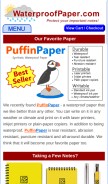 How waterproofpaper.com looks like on a mobile device such as an iPhone.