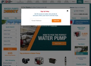 How waterpumpsdirect.com looks like on a tablet such as an iPad.