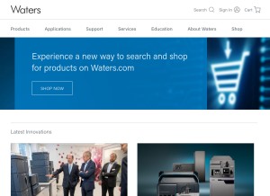 How waters.com looks like on a tablet such as an iPad.