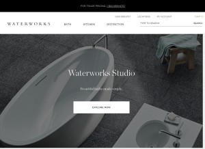 How waterworks.com looks like on a tablet such as an iPad.