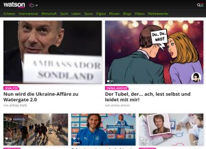 How watson.ch looks like on a tablet such as an iPad.
