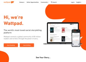 How wattpad.com looks like on a tablet such as an iPad.