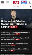 How waz.de looks like on a mobile device such as an iPhone.