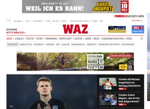 How waz.de looks like on a tablet such as an iPad.