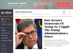 How wbur.org looks like on a tablet such as an iPad.