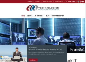 How wcatech.com looks like on a tablet such as an iPad.