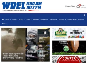 How wdel.com looks like on a tablet such as an iPad.