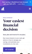 How wealthfront.com looks like on a mobile device such as an iPhone.