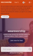 How weareworship.com looks like on a mobile device such as an iPhone.