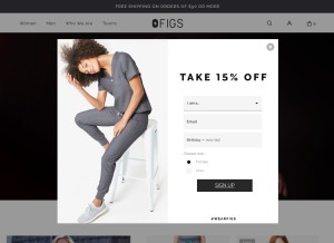 How wearfigs.com looks like on a tablet such as an iPad.
