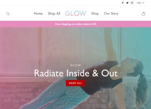 How wearglow.com looks like on a tablet such as an iPad.